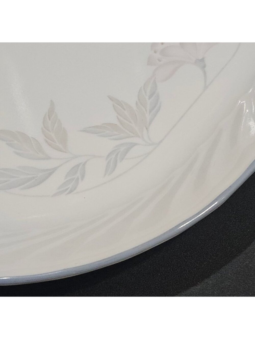 Corelle Pink Trio Platter 12" white blue band floral oval swirl on border - Picture 7 of 9